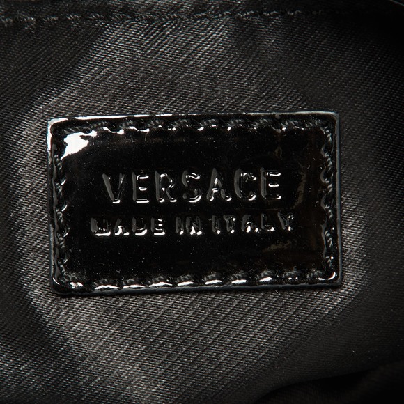 VERSACE Black Signature Fabric and Patent Leather Shopper Chain Tote - Picture 8 of 8
